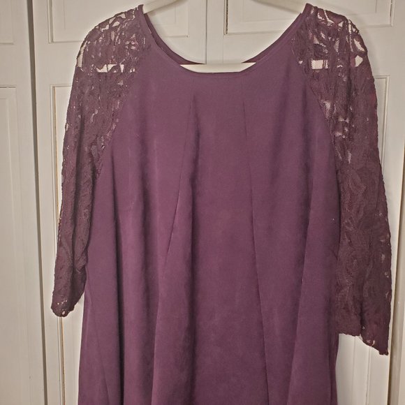 Melanie T Purple Faux Suede Skater Dress 18W - Picture 3 of 10